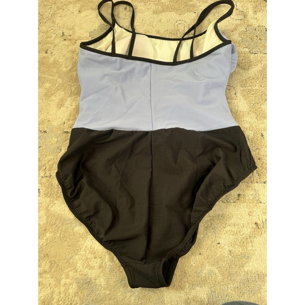 Trimshaper 1Pc Swimsuit Sz 16 Periw/Black Tummy Control Ruched Sides‎ Dbl Strap - Picture 7 of 9